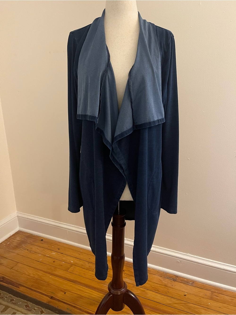 Pure Jill Indigo Draped Convertible Cardigan Size S Lyocell Blue